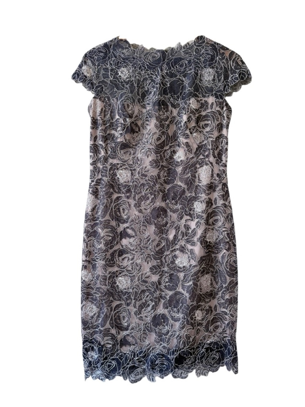 Tadashi Shoji Navy Floral Lace Sheath Dress